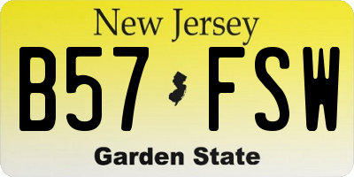 NJ license plate B57FSW