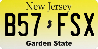 NJ license plate B57FSX