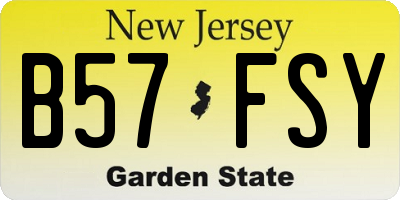 NJ license plate B57FSY