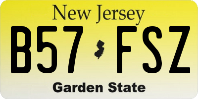 NJ license plate B57FSZ