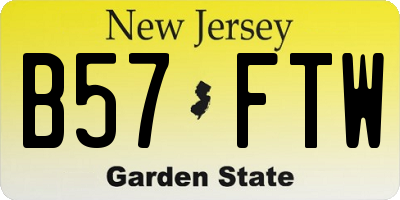 NJ license plate B57FTW
