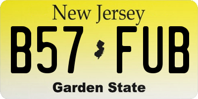 NJ license plate B57FUB
