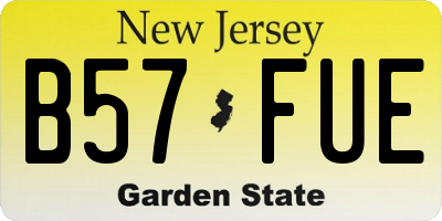 NJ license plate B57FUE