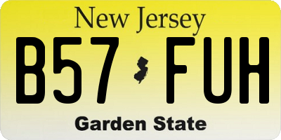 NJ license plate B57FUH