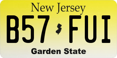NJ license plate B57FUI