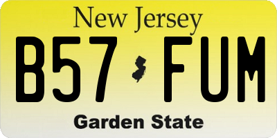 NJ license plate B57FUM