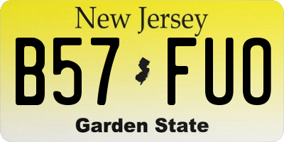 NJ license plate B57FUO