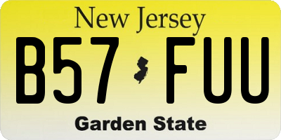 NJ license plate B57FUU