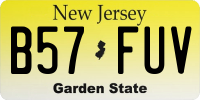 NJ license plate B57FUV