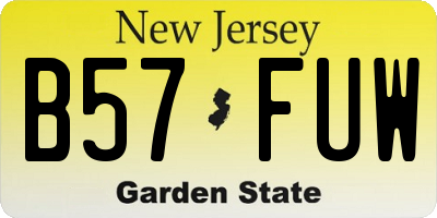 NJ license plate B57FUW