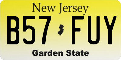NJ license plate B57FUY