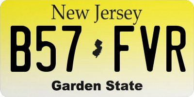NJ license plate B57FVR