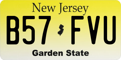 NJ license plate B57FVU