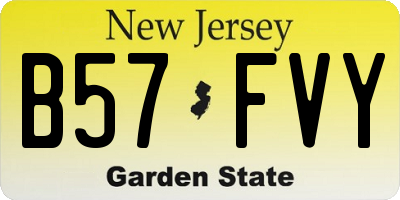 NJ license plate B57FVY