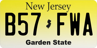 NJ license plate B57FWA