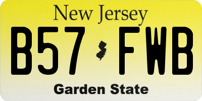NJ license plate B57FWB