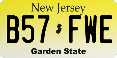 NJ license plate B57FWE