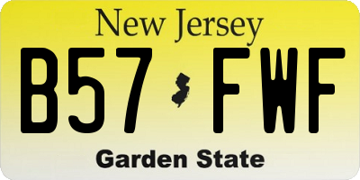 NJ license plate B57FWF