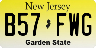 NJ license plate B57FWG