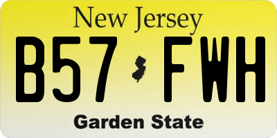 NJ license plate B57FWH