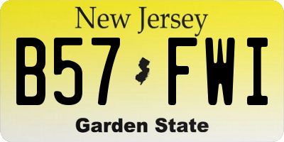NJ license plate B57FWI