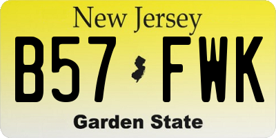 NJ license plate B57FWK