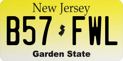 NJ license plate B57FWL