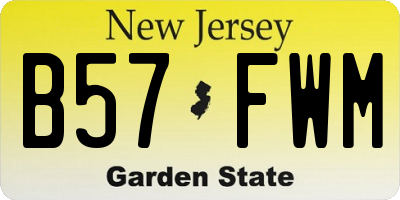NJ license plate B57FWM