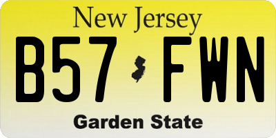 NJ license plate B57FWN