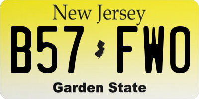 NJ license plate B57FWO