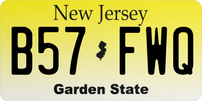 NJ license plate B57FWQ