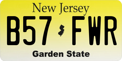 NJ license plate B57FWR