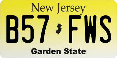 NJ license plate B57FWS