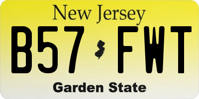 NJ license plate B57FWT