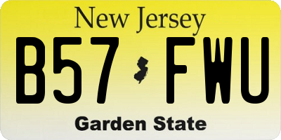 NJ license plate B57FWU