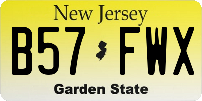 NJ license plate B57FWX