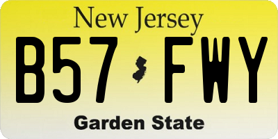 NJ license plate B57FWY
