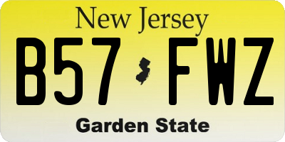 NJ license plate B57FWZ