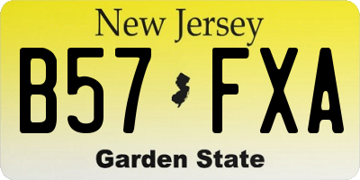 NJ license plate B57FXA
