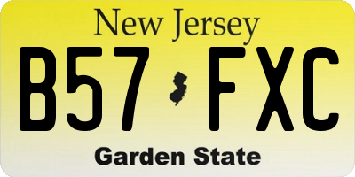 NJ license plate B57FXC