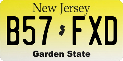 NJ license plate B57FXD
