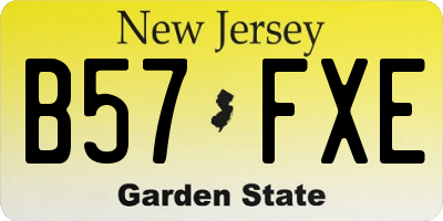 NJ license plate B57FXE