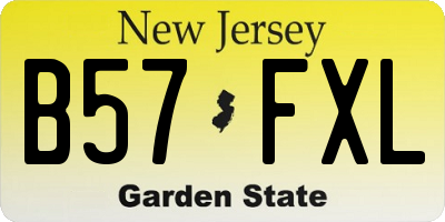 NJ license plate B57FXL
