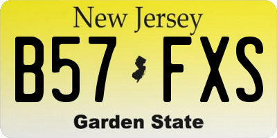 NJ license plate B57FXS