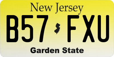 NJ license plate B57FXU