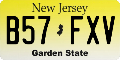 NJ license plate B57FXV