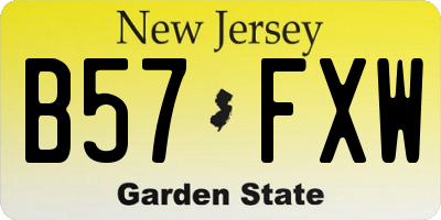 NJ license plate B57FXW