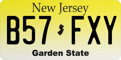 NJ license plate B57FXY