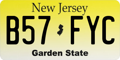 NJ license plate B57FYC