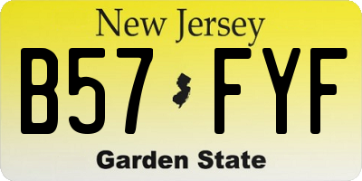NJ license plate B57FYF